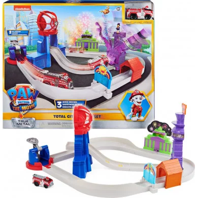 Paw Patrol Pista per Macchinine Total City Rescue con Veicolo di Marshall