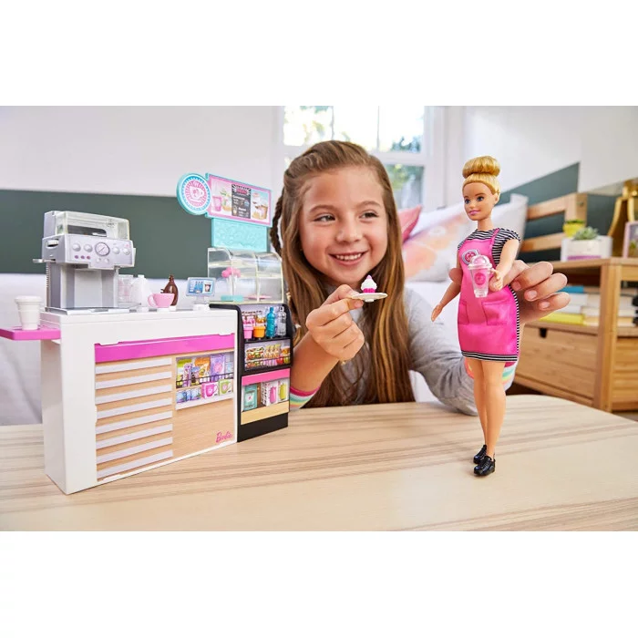 Barbie Playset La Caffetteria con Bambola Curvy Bionda