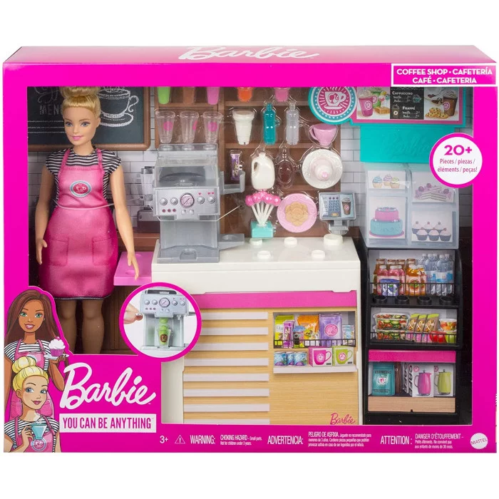 Barbie Playset La Caffetteria con Bambola Curvy Bionda