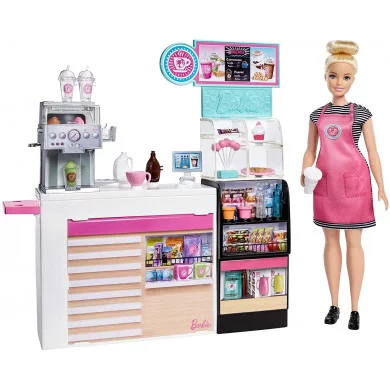 Barbie Playset La Caffetteria con Bambola Curvy Bionda