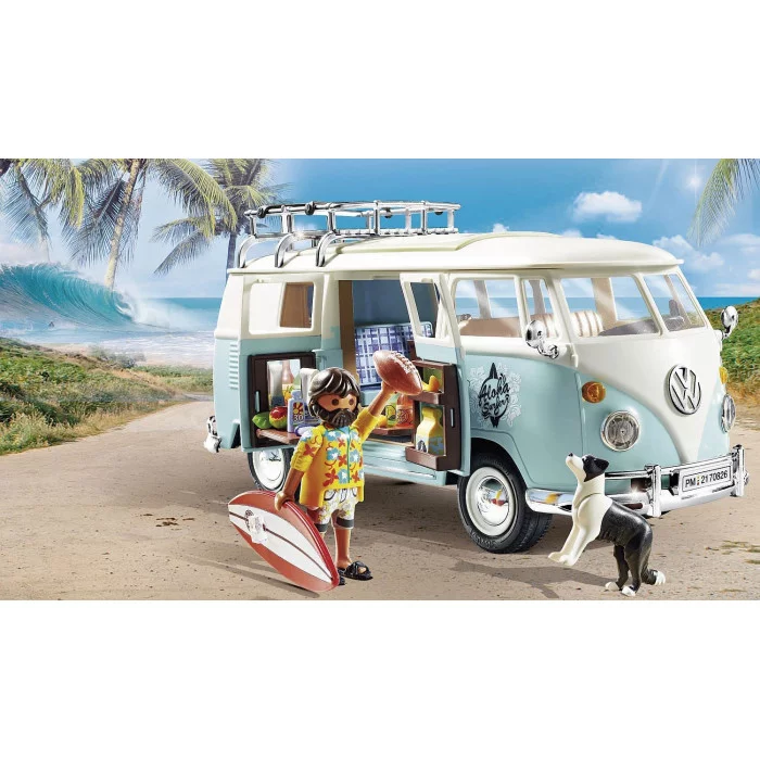 PLAYMOBIL 70826 Volkswagen T1 Camping Bus Furgone Azzurro da Surfista