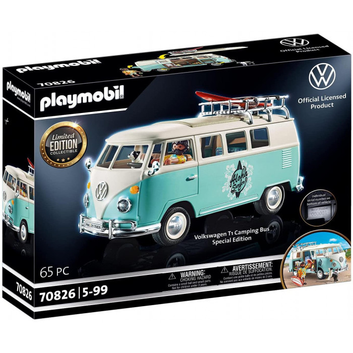 PLAYMOBIL 70826 Volkswagen T1 Camping Bus Furgone Azzurro da Surfista