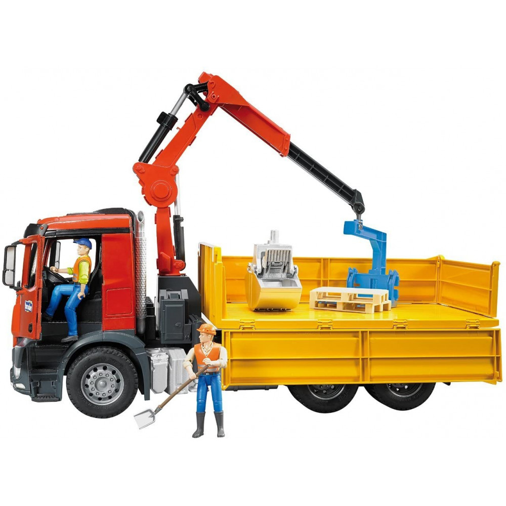 Bruder 03651 Mercedes benz Arocs Camion Ribaltabile Con Gru E Pallet