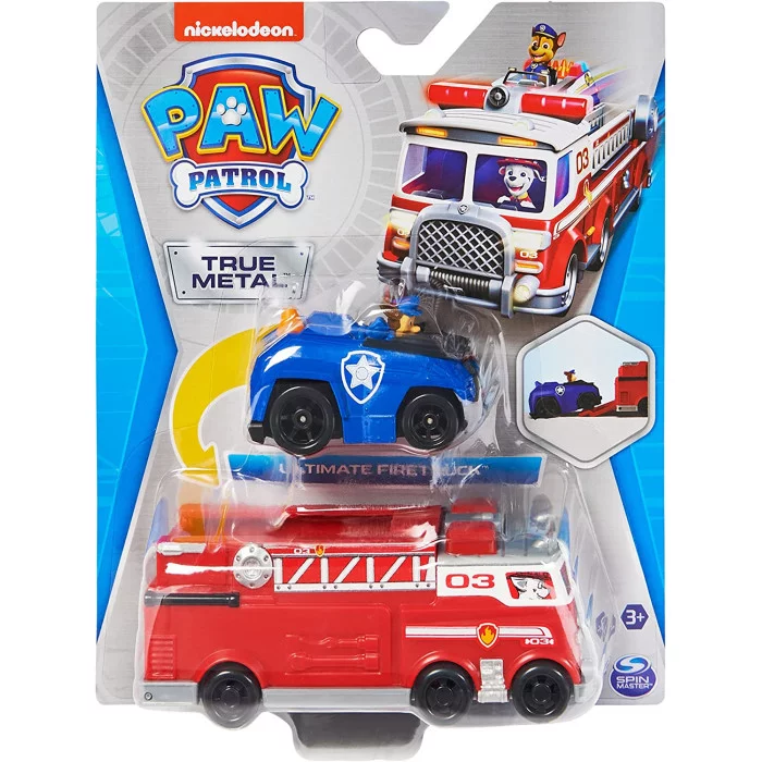 PAW Patrol Camion dei Pompieri e auto della polizia di Chase in metallo
