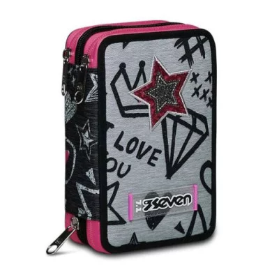 Astuccio scuola Seven 3 zip Zipper Glamy