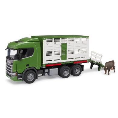 Bruder Camion trasporto animali Scania Super 560R con 1 bue 03548