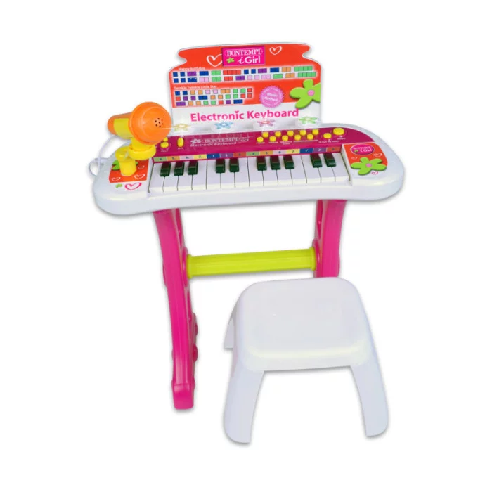 Tastiera Rosa elettronica a 24 tasti con microfono gambe e sgabello 13 2471