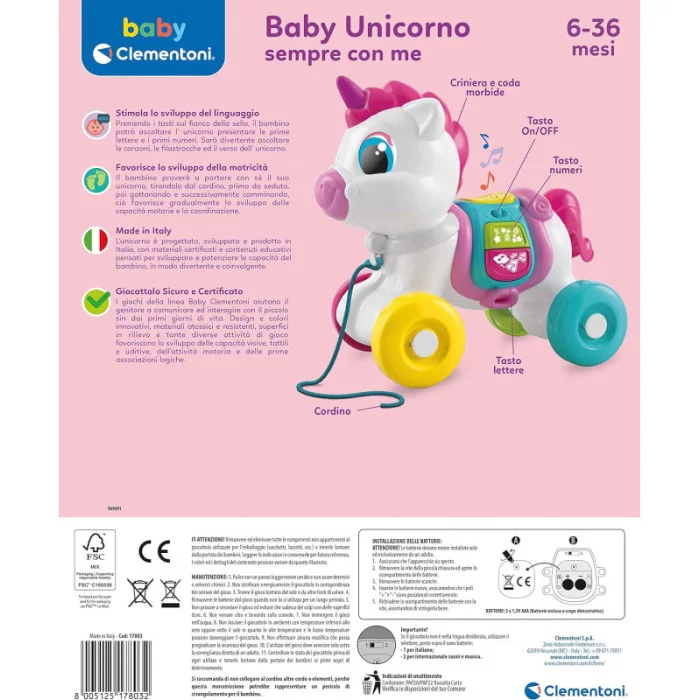 Baby Unicorno Sempre con Me Trainabile Interattivo Clementoni 17803