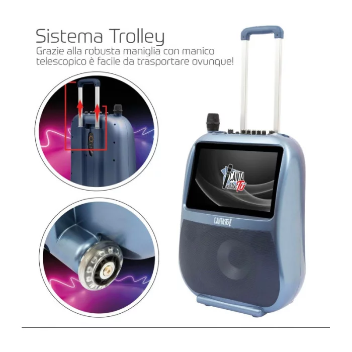 Canta Tu Karaoke Professionale 2023 Completo con Microfono Wireless Blu