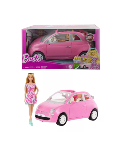 Toy Barbie Con Macchina Bambola Barbie E Auto Fiat 500 Hrg59 Mattel