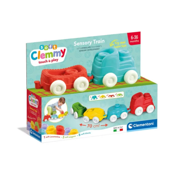 Playset Treno con Mattoncini Morbidi Bambini 6 Mesi Clementoni 17961