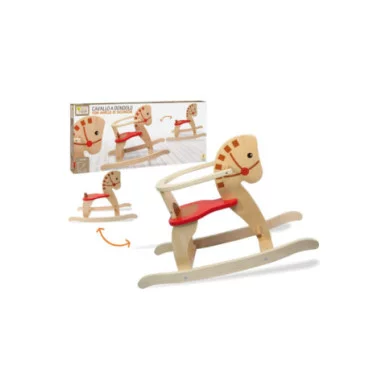 Cavallo a Dondolo per bambini in Legno con anello di sicurezza Teorema