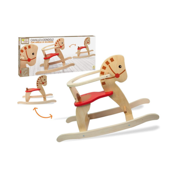 Cavallo a Dondolo per bambini in Legno con anello di sicurezza Teorema