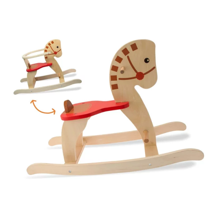 Cavallo a Dondolo per bambini in Legno con anello di sicurezza Teorema