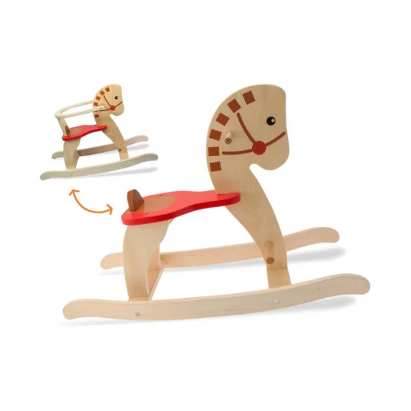 Cavallo a Dondolo per bambini in Legno con anello di sicurezza Teorema