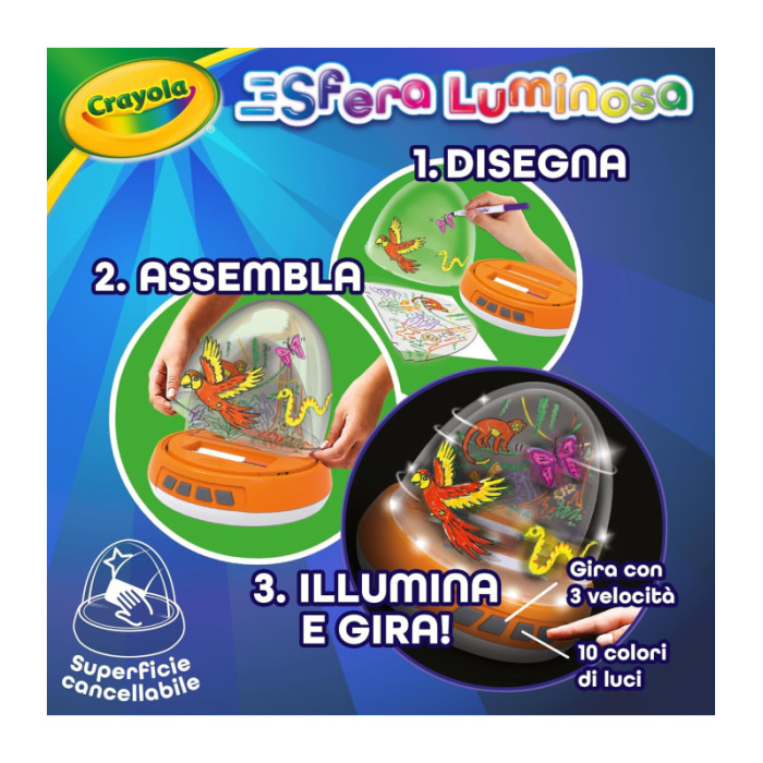 Sfera Luminosa Set Motorizzato con Luci e Movimento per Creare Disegni su Due Livelli CRAYOLA