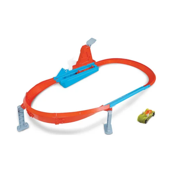 Hot Wheels, Playset Pista Sfida di velocità e Curva Estrema con Macchinina GJM75