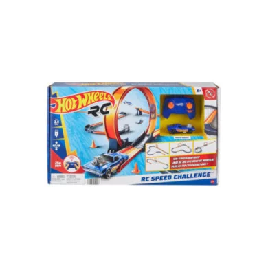 Hot Wheels Sfida di velocità Pista con Veicolo radiocomandato in Scala 1:64 HXX45