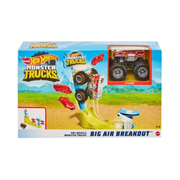 Hot Wheels Monster Trucks Big Air Breakout: Playset con Truck, Lancia Slam e Rampia per Esplosive Collisioni