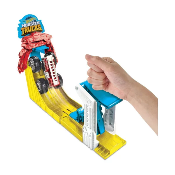 Hot Wheels Monster Trucks Big Air Breakout: Playset con Truck, Lancia Slam e Rampia per Esplosive Collisioni