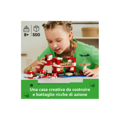 LEGO Minecreaft 21270 La Casa del Mooshroom, Giochi di Ruolo Bambini 8+ con Personaggi, Animali Giocattolo, Mob e Accessori