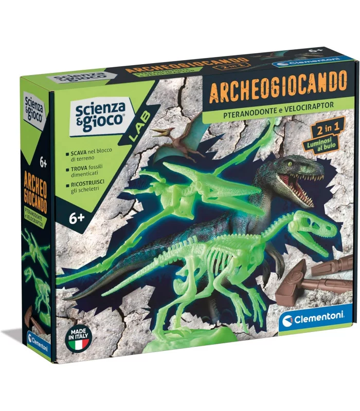 Archeogiocando Pteranodonte e Velociraptor in Clementoni 19375