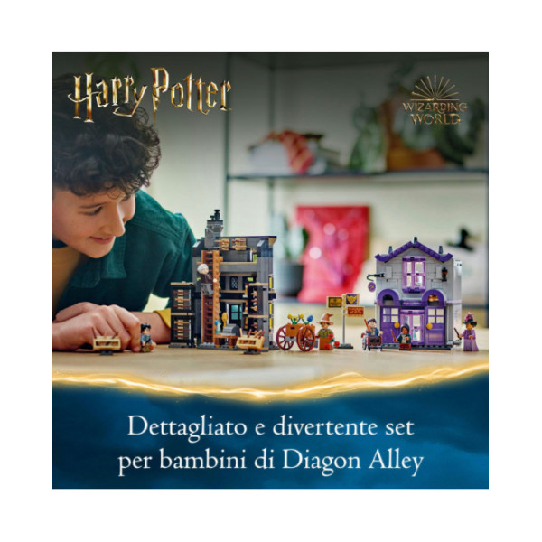 LEGO Harry Potter 76439 Olivander e Madama McClan: Abiti per Tutte le Occasioni, Giochi per Bambini 8+ con 2 Negozi Giocattolo