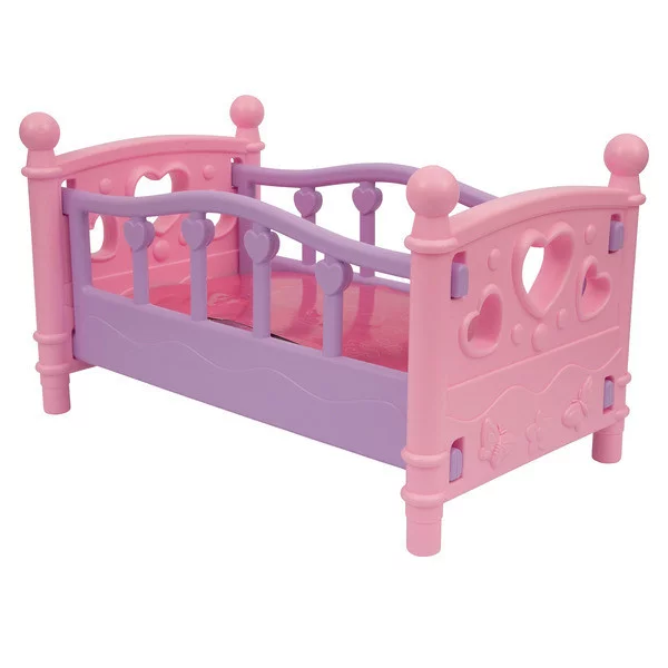 Lettino Rosa e Lilla per Bambole con Dettagli Decorativi – Gioco Imitazione 3+