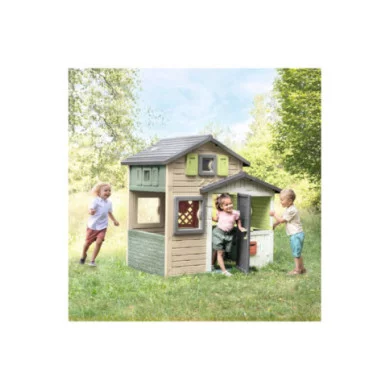 Casa dei giochi Friends House EVO con 2 porte, 6 finestre e tavolo da picnic estraibile Smoby