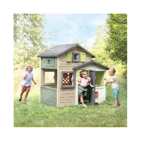Casa dei giochi Friends House EVO con 2 porte, 6 finestre e tavolo da picnic estraibile Smoby