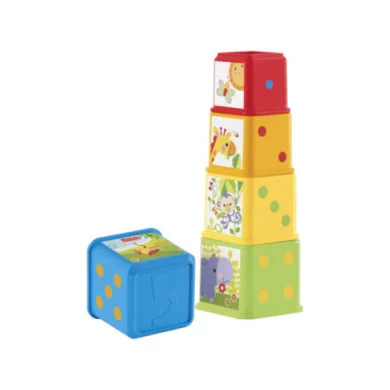 Fisher-Price Blocchi degli Animali, set di 5 blocchi colorati con facce illustrate CDC52