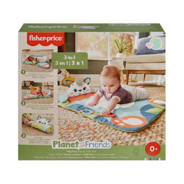 Fisher-Price Amici del Pianeta - Tappetino Panda, con gioco frusciante e specchietto agganciabile inclusi HKD65