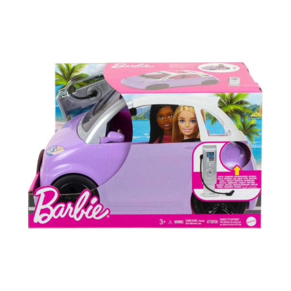 Auto Elettrica Barbie con Stazione di Ricarica – Veicolo Viola 2 Posti Trasformabile in Cabrio – 3+ Anni