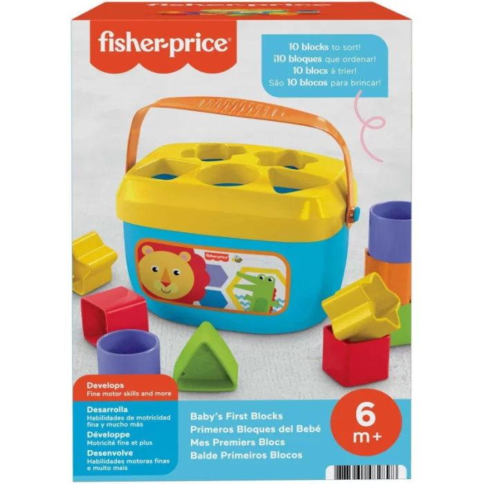 Fisher-Price Secchiello Blocchi Assortiti – 10 Forme Colorate da Impilare e Inserire – Gioco Educativo 6+ Mesi