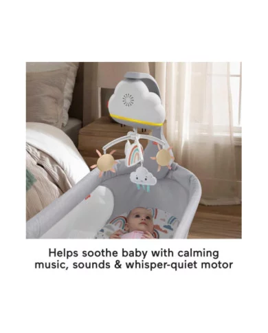 Fisher-Price Giostrina Dolce Arcobaleno – Musica, Luci e Nuvolette per Culla Neonati 0+ Mesi – Unità Rilassante HBP40