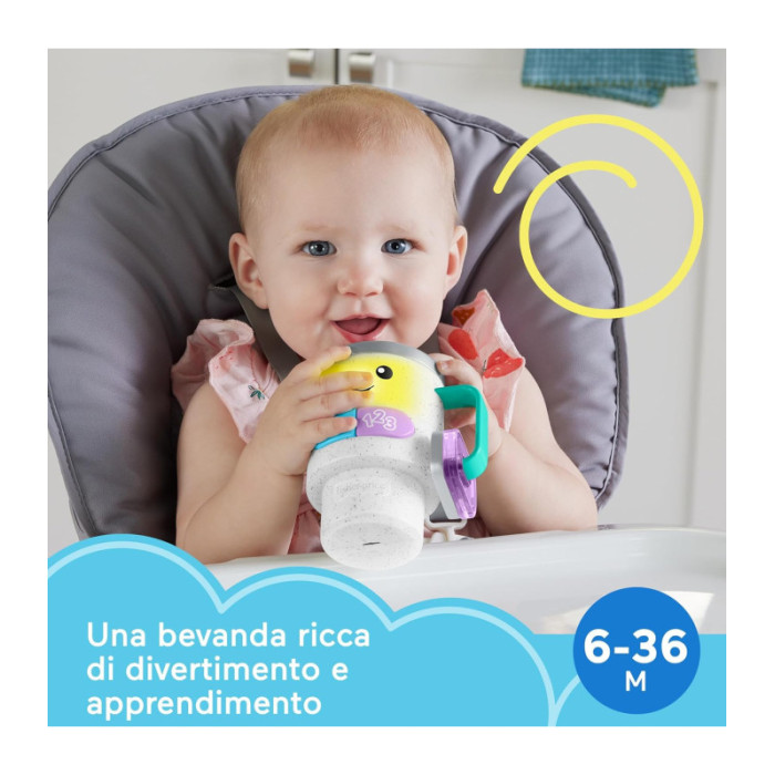 Fisher-Price Tazza Ridi & Impara – Giocattolo Interattivo con Luci, Suoni e Canzoni Educative – 6+ Mesi