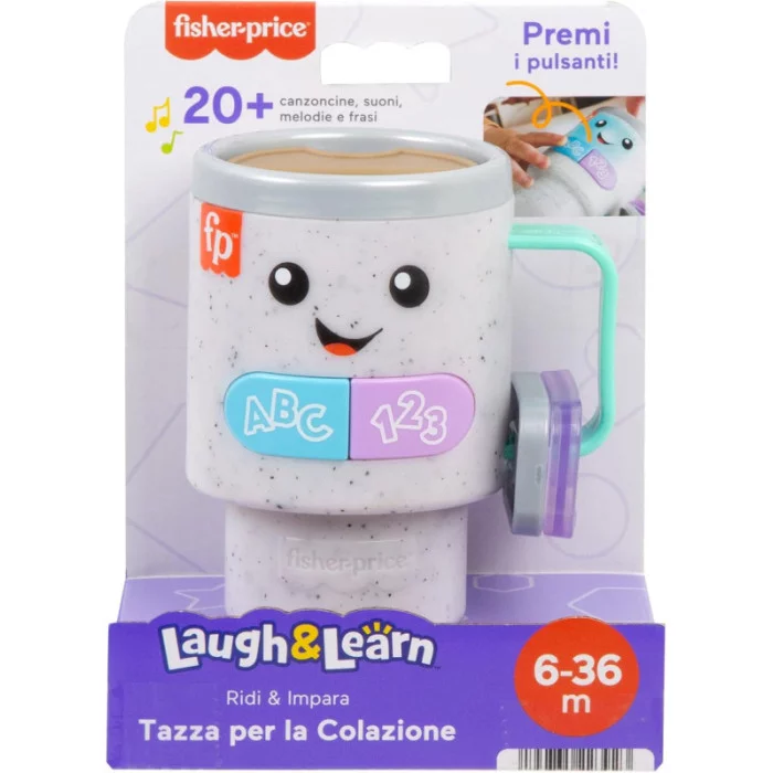 Fisher-Price Tazza Ridi & Impara – Giocattolo Interattivo con Luci, Suoni e Canzoni Educative – 6+ Mesi