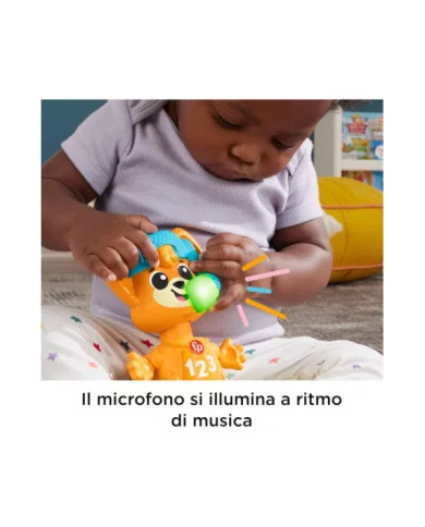 Fisher-Price Animal Band – Rino il Volpino Interattivo con Luci, Musica e Movimento – Gioco Educativo 9+ Mesi