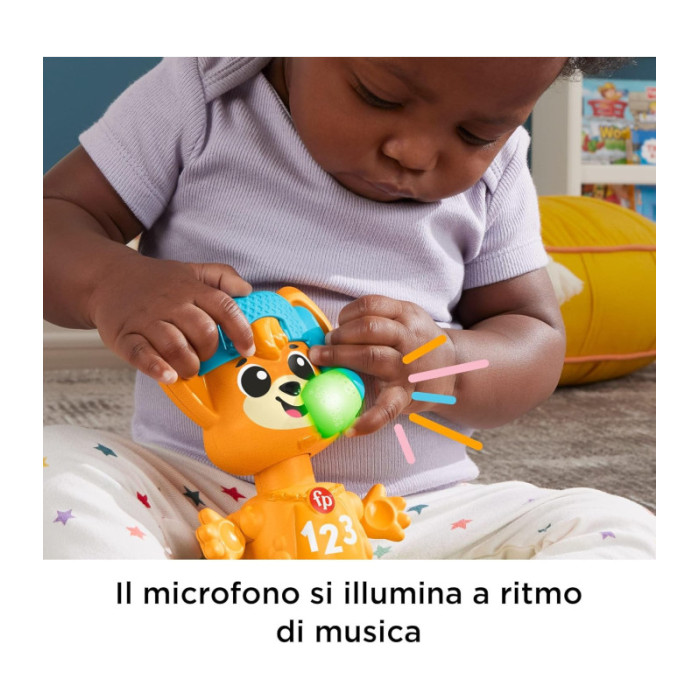 Fisher-Price Animal Band – Rino il Volpino Interattivo con Luci, Musica e Movimento – Gioco Educativo 9+ Mesi