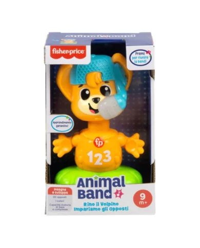 Fisher-Price Animal Band – Rino il Volpino Interattivo con Luci, Musica e Movimento – Gioco Educativo 9+ Mesi