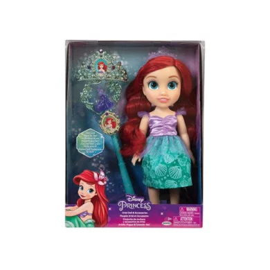 Disney Principessa Ariel Bambola con Tiara e Scettro – Abito Turchese e Capelli Rossi