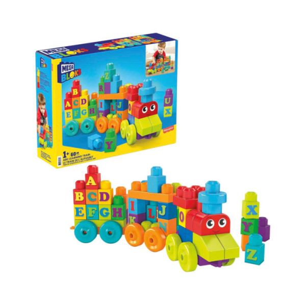 Mega Bloks DXH35 Treno Educativo con 60 Blocchi Lettere – Costruisci e Impara l’Alfabeto (3+ anni)
