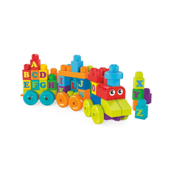 Mega Bloks DXH35 Treno Educativo con 60 Blocchi Lettere – Costruisci e Impara l’Alfabeto (3+ anni)