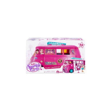 Sparkle Girlz Glam Campervan Playset Rosa con 44 Accessori – Camper Retro Apribile