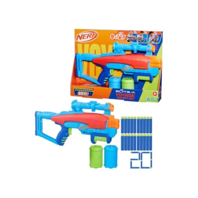 Nerf Elite Junior Voyage Target Set – Blaster Facile con 20 Dardi e 2 Bersagli, per Bambini dai 6 Anni