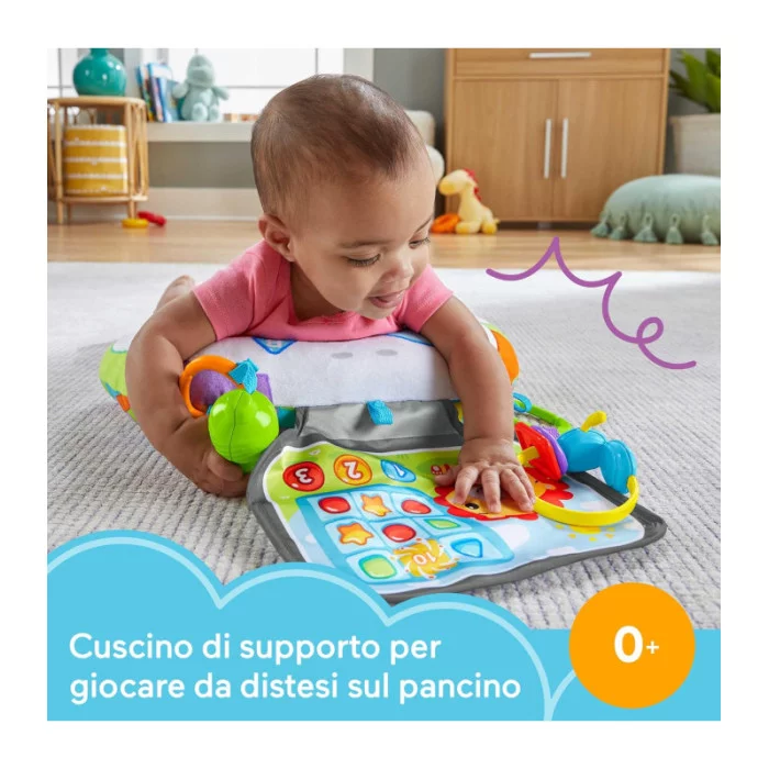 Fisher-Price Cuscino Baby Gamer sensoriale con 2 giochi agganciabili – Per neonati 0+ mesi, lavabile