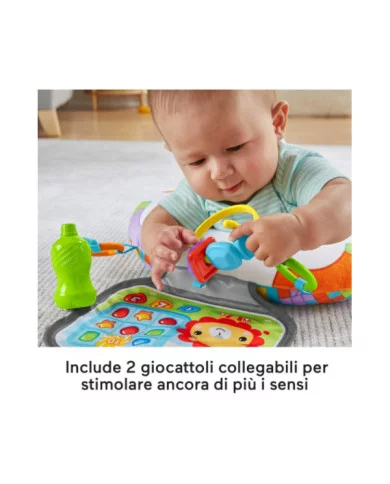 Fisher-Price Cuscino Baby Gamer sensoriale con 2 giochi agganciabili – Per neonati 0+ mesi, lavabile