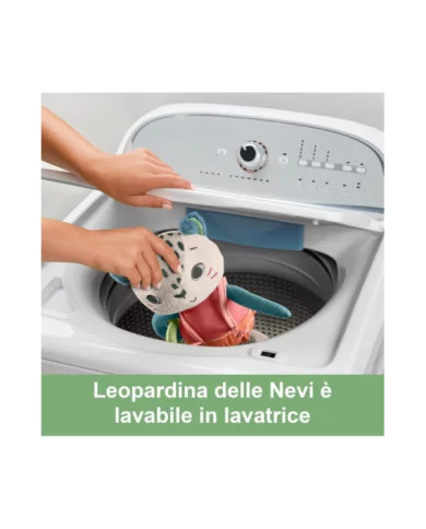 Fisher-Price Leopardino Scopri e Gioca, peluche sensoriale in tessuto riciclato con attività – Dai 3 mesi in su