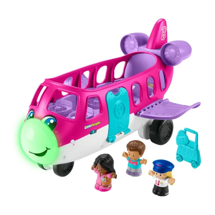 Fisher-Price Little People Barbie Aereo con luci, suoni, Barbie, Ken, pilota e valigia – 18+ mesi, multilingua