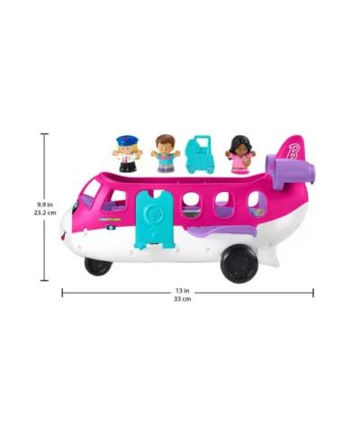 Fisher-Price Little People Barbie Aereo con luci, suoni, Barbie, Ken, pilota e valigia – 18+ mesi, multilingua